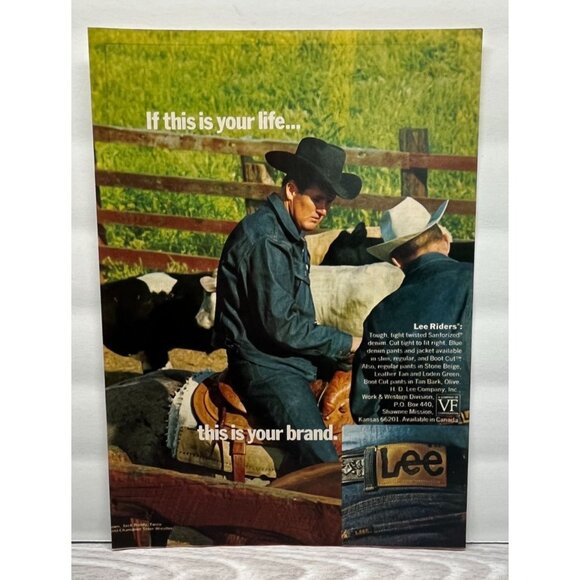 Lee Riders Denim Western Apparel Vintage Print Ad 1970s Jack Roddy Rodeo - Picture 1 of 6